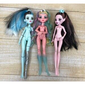 Lot of 3 Monster High Dolls Frankie Stein, Draculaura & Lagoona Blue Mattel
